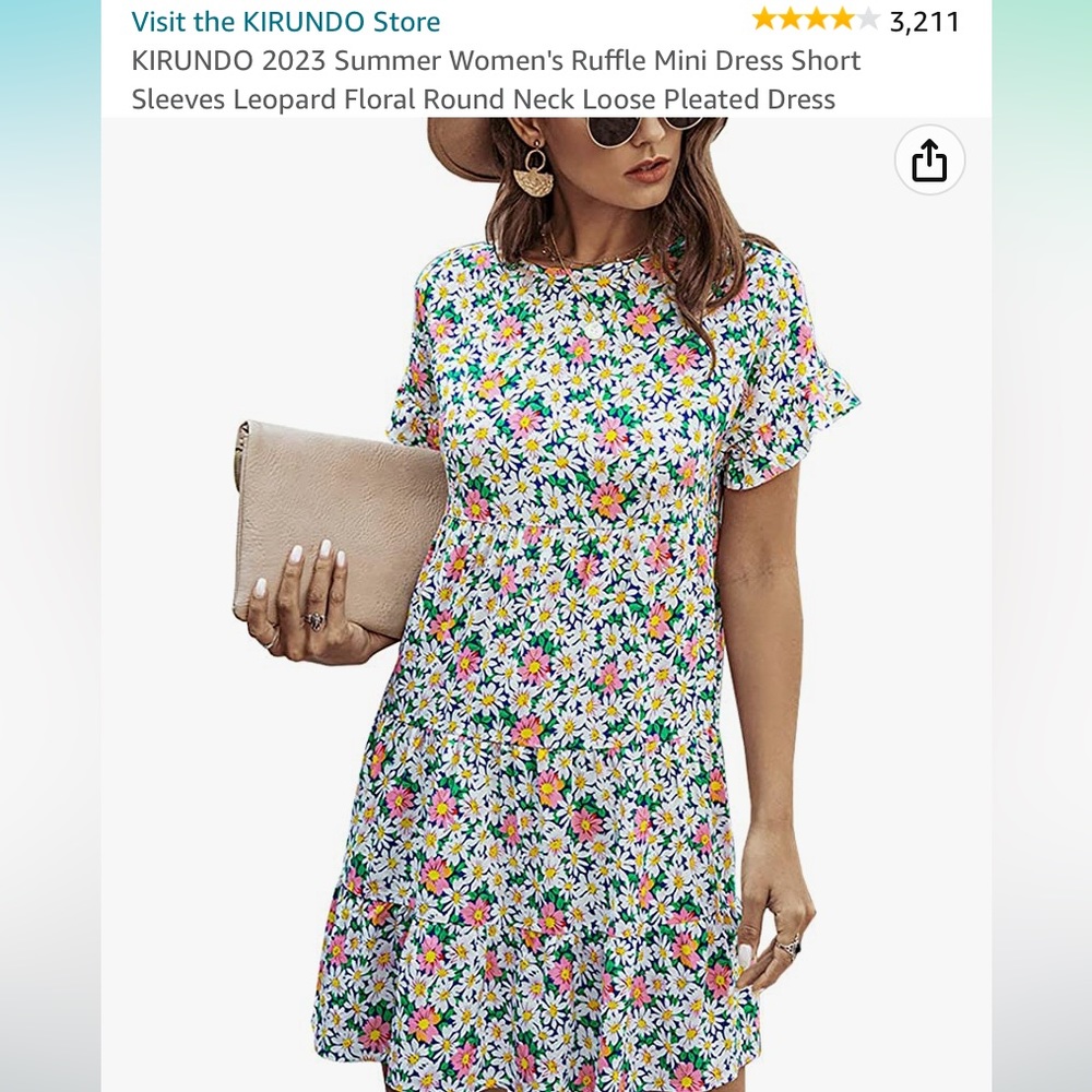 Never worn. Floral, cotton dress.